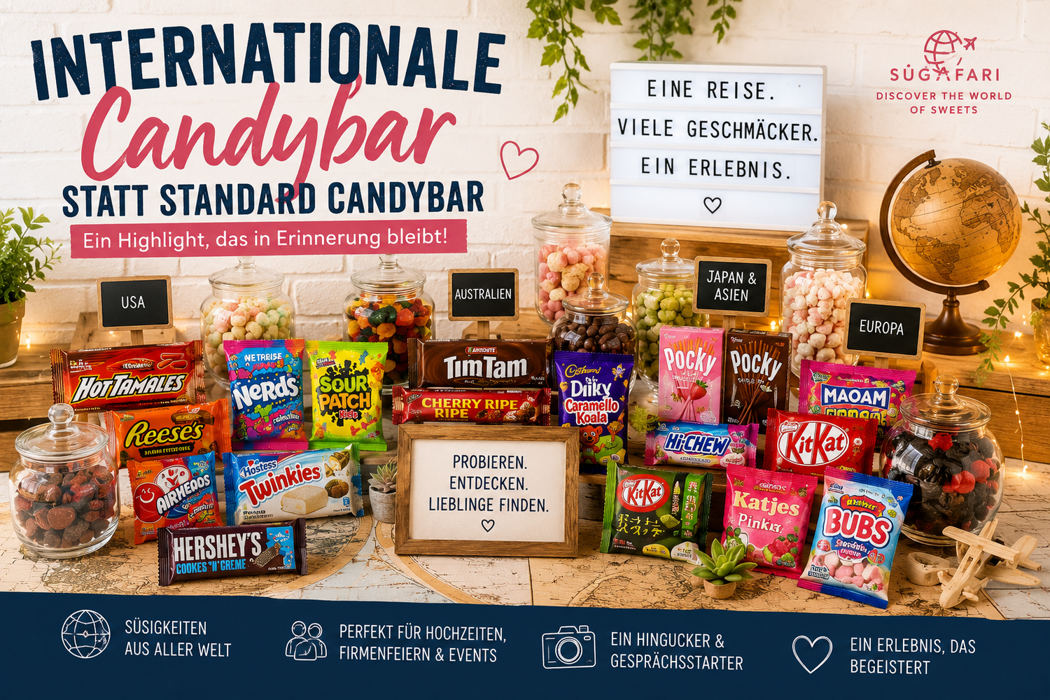 Internationale Candybar statt Standard Candybar – Warum außergewöhnliche Süßigkeiten jedes Event aufwerten