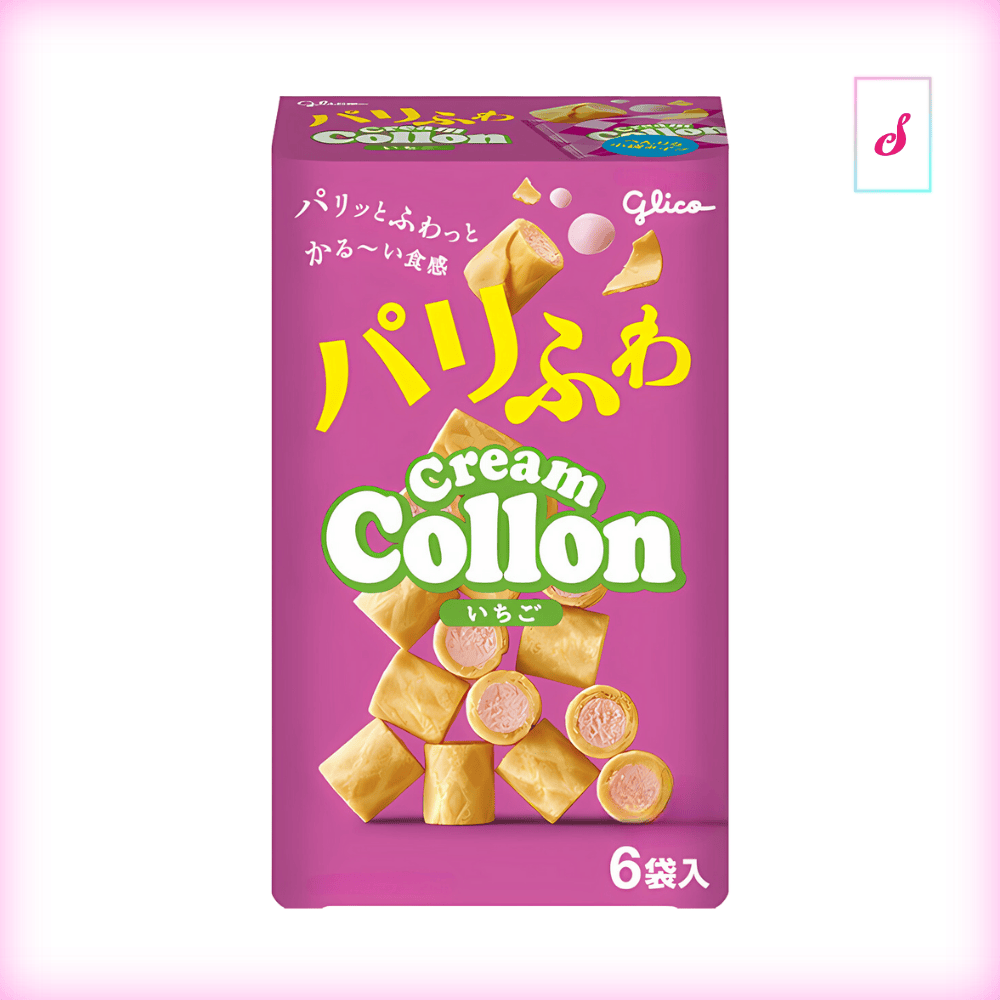 Glico Cream Collon Biscuit Roll Party Box Strawberry